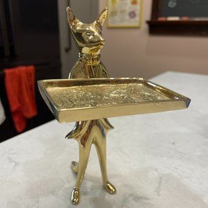 Vintage Solid Brass Fox Card Holder